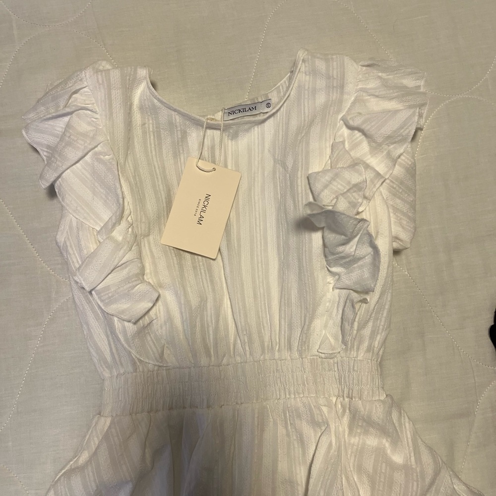 NWT White Ruffle Mini Dress Size XS